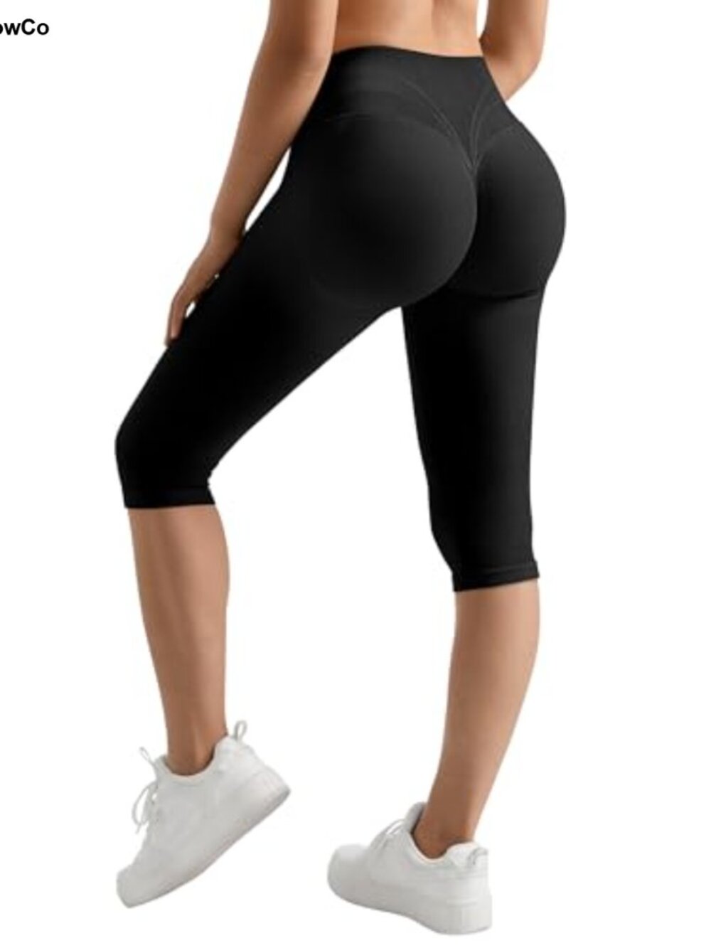 High Waisted Seamless Compression Capri Leggings with Scrunch Butt Lift Tummy